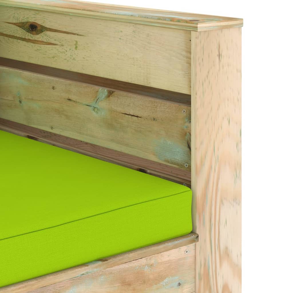 2-tlg. Garten-Lounge-Set mit Kissen Grün Imprägniertes Holz