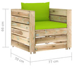 2-tlg. Garten-Lounge-Set mit Kissen Grün Imprägniertes Holz