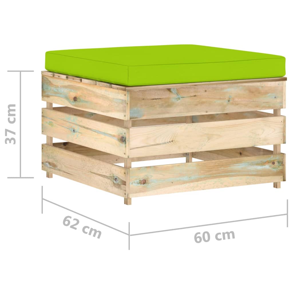 2-tlg. Garten-Lounge-Set mit Kissen Grün Imprägniertes Holz