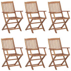 Klappbare Gartenstühle 6 Stk. mit Kissen Massivholz Akazie