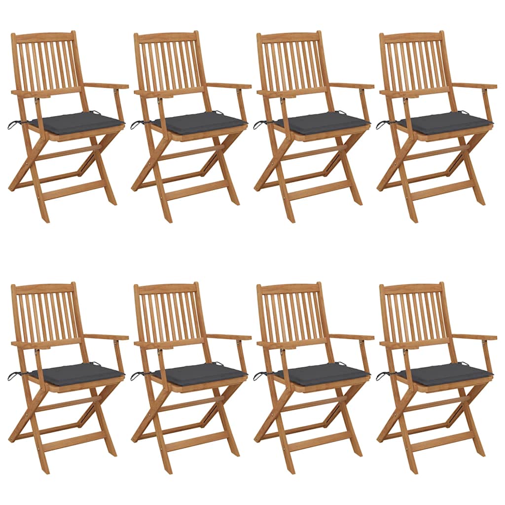 Klappbare Gartenstühle 8 Stk. mit Kissen Massivholz Akazie