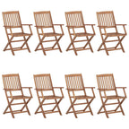 Klappbare Gartenstühle 8 Stk. mit Kissen Massivholz Akazie