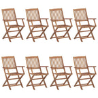 Klappbare Gartenstühle 8 Stk. mit Kissen Massivholz Akazie