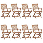 Klappbare Gartenstühle 8 Stk. mit Kissen Massivholz Akazie