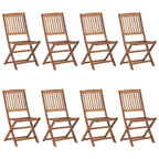 Klappbare Gartenstühle 8 Stk. mit Kissen Massivholz Akazie