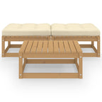 3-tlg. Garten-Lounge-Set mit Kissen Massivholz Kiefer