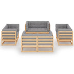 8-tlg. Garten-Lounge-Set mit Kissen Kiefer Massivholz
