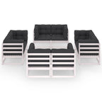 8-tlg. Garten-Lounge-Set mit Kissen Kiefer Massivholz