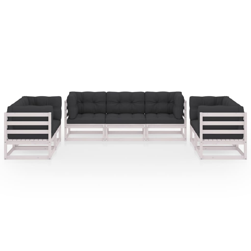 7-tlg. Garten-Lounge-Set mit Kissen Kiefer Massivholz