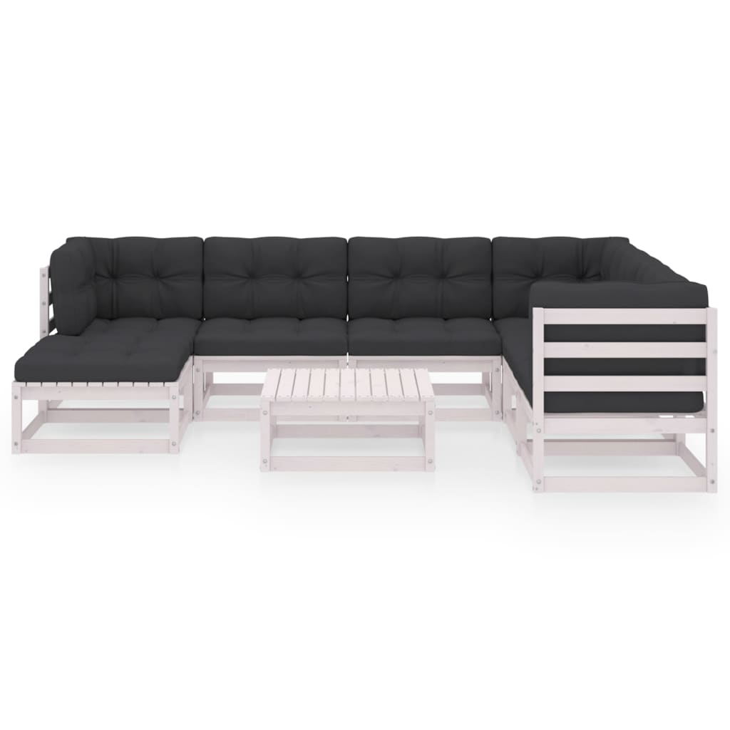 8-tlg. Garten-Lounge-Set mit Kissen Massivholz Kiefer