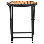 Beistelltisch Schwarz 60 cm Poly Rattan und Massivholz Akazie