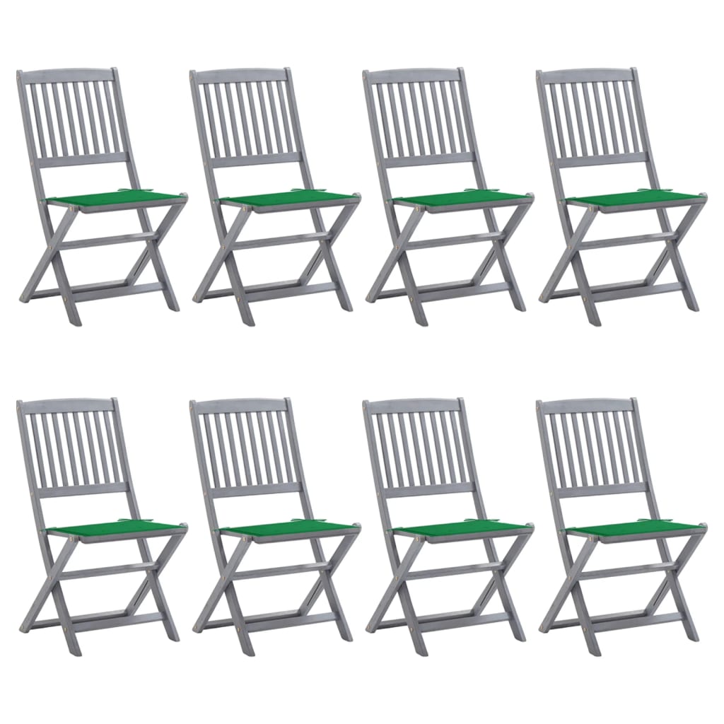 Klappbare Gartenstühle 8 Stk. mit Kissen Massivholz Akazie