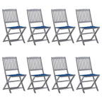 Klappbare Gartenstühle 8 Stk. mit Kissen Massivholz Akazie