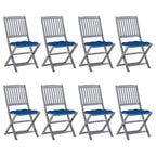 Klappbare Gartenstühle 8 Stk. mit Kissen Massivholz Akazie