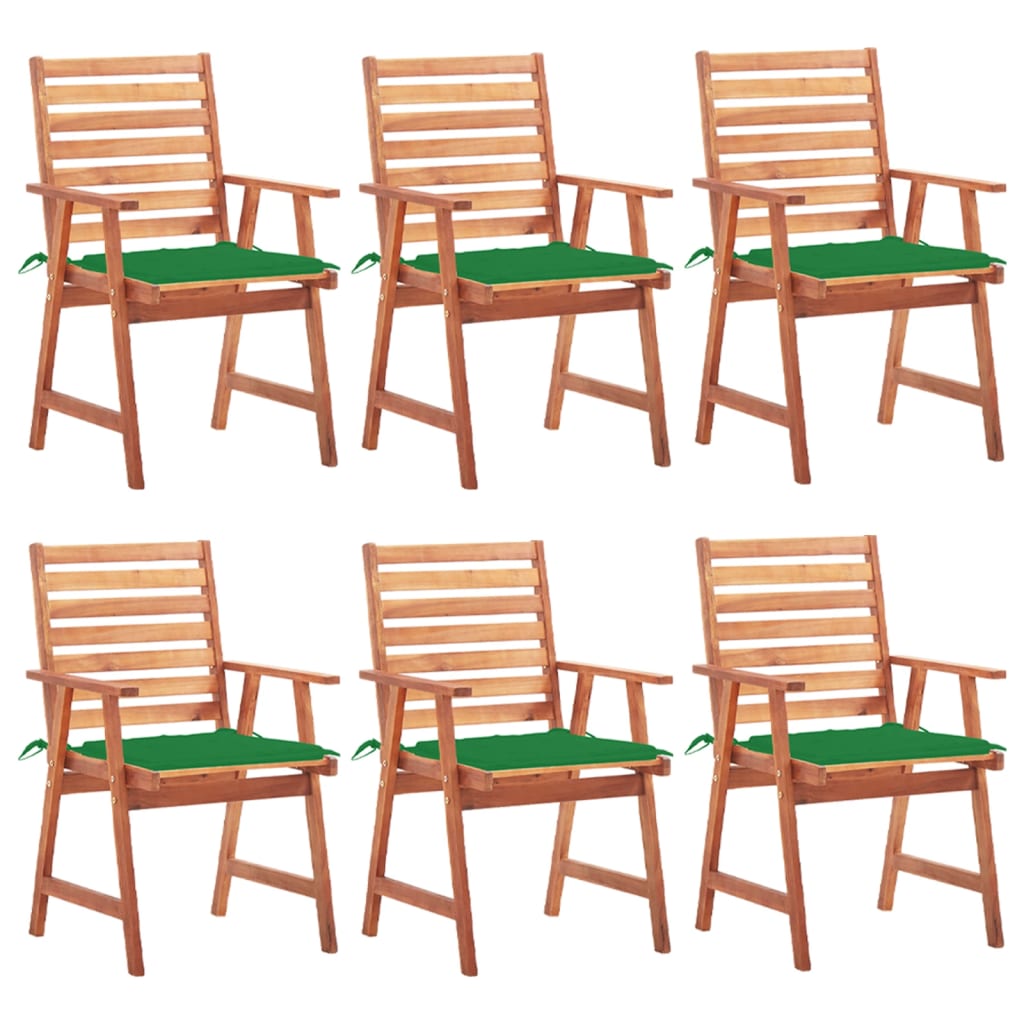 Garten-Essstühle 6 Stk. mit Kissen Massivholz Akazie