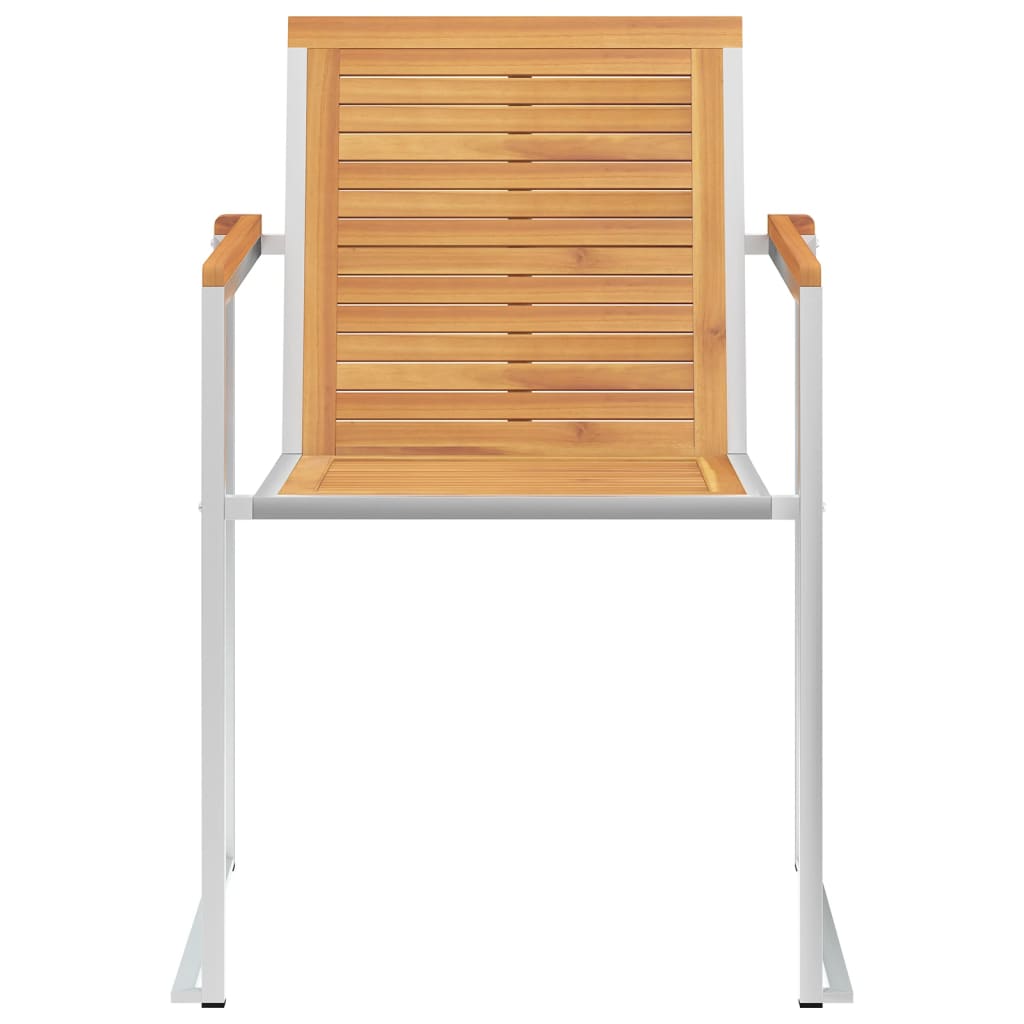 6 Stk. Gartenstühle Massivholz Teak und Edelstahl