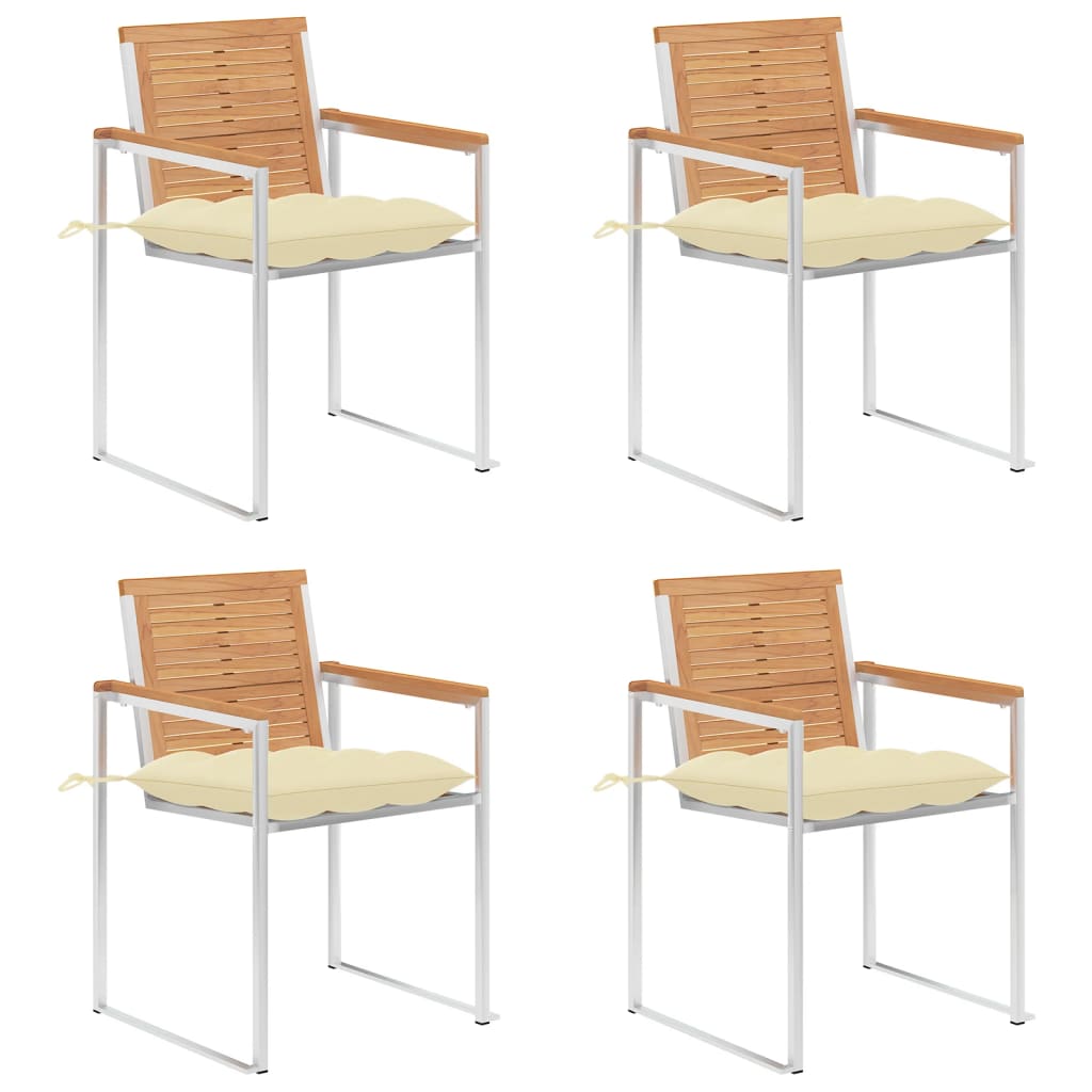 Gartenstühle 4 Stk. mit Kissen Massivholz Teak