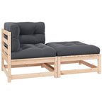 2-tlg. Garten-Lounge-Set mit Kissen Kiefer Massivholz