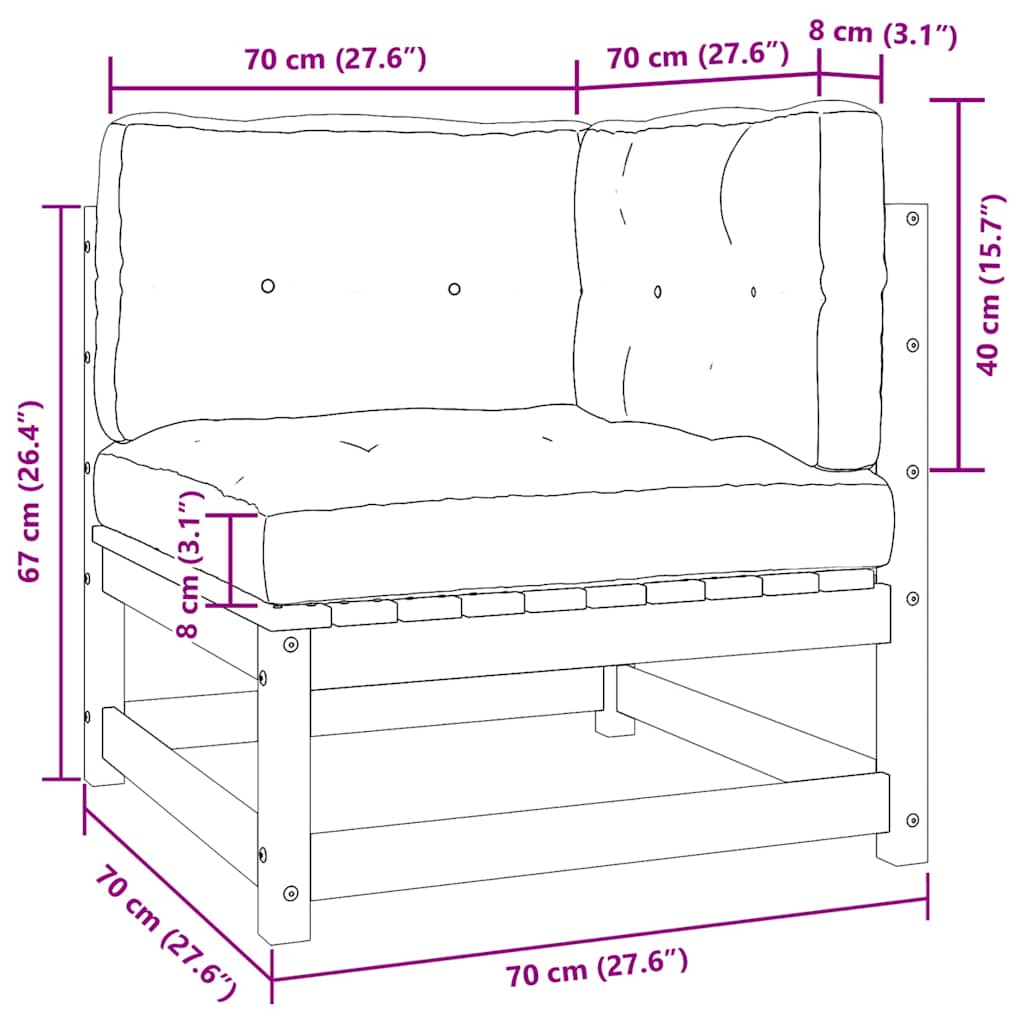 2-tlg. Garten-Lounge-Set mit Kissen Kiefer Massivholz