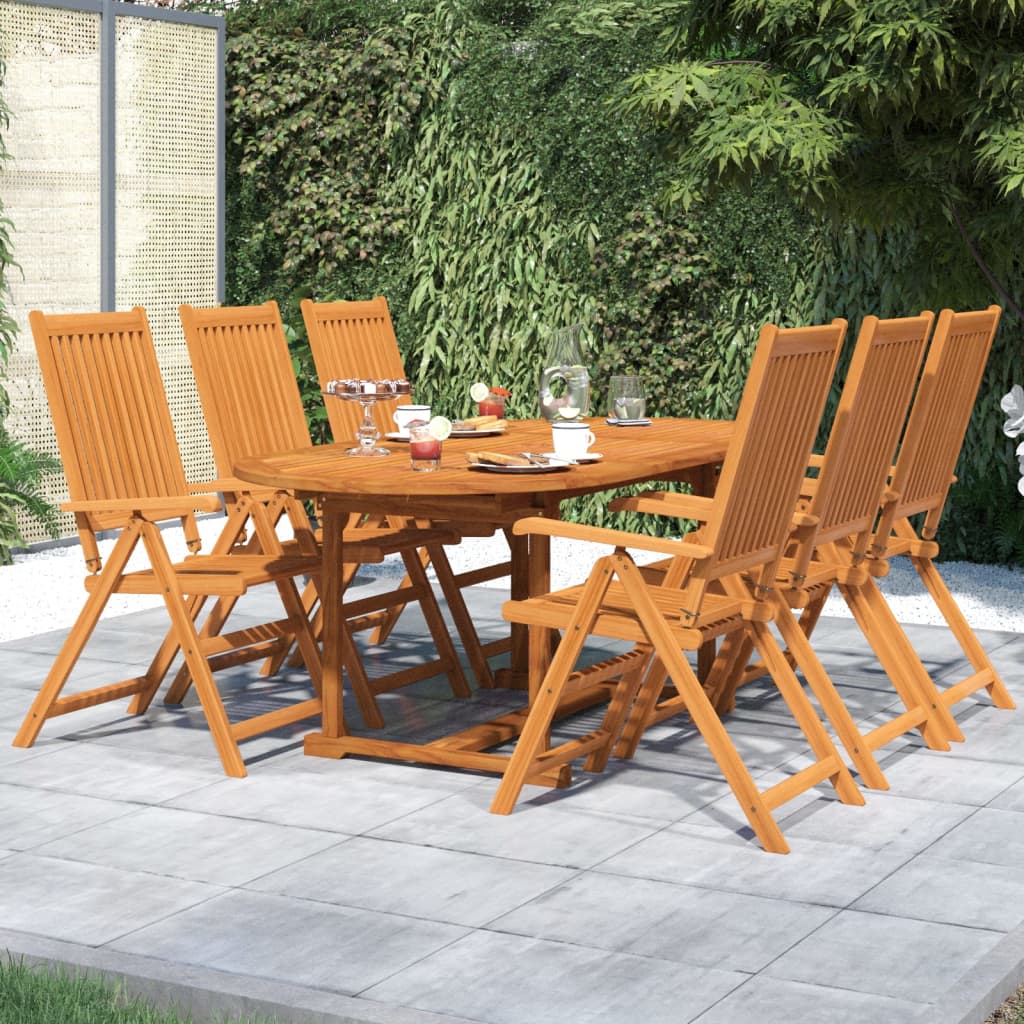7-tlg. Garten-Essgruppe Massivholz Akazie 120-170 cm