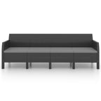 2-tlg. Garten-Lounge-Set mit Kissen PP Rattan Anthrazit