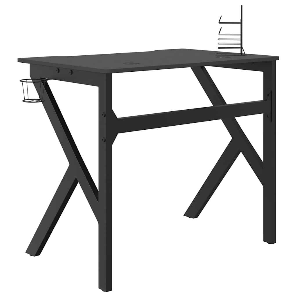 Gaming-Schreibtisch mit K-Gestell Schwarz 90x60x75 cm