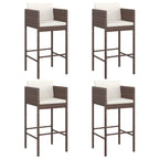 Barhocker 4 Stk. mit Kissen Braun Poly Rattan