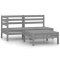 3-tlg. Garten-Lounge-Set Massivholz Kiefer Grau