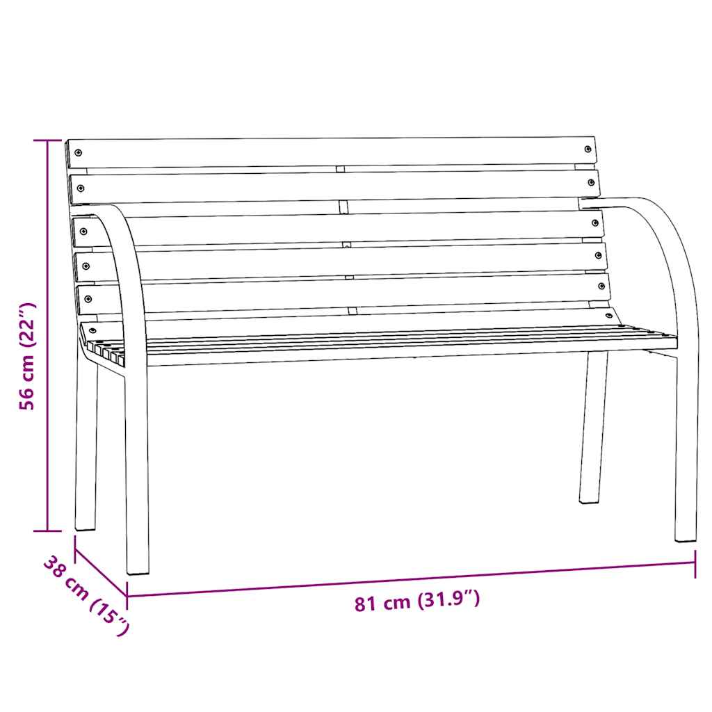 Kinder-Gartenbank 81 cm Chinesisches Tannenholz Grau