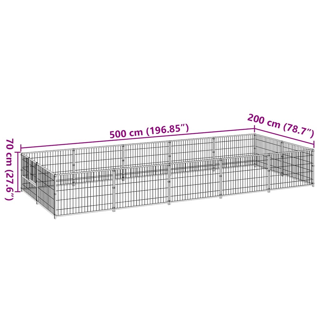 Hundezwinger Schwarz 10 m² Stahl