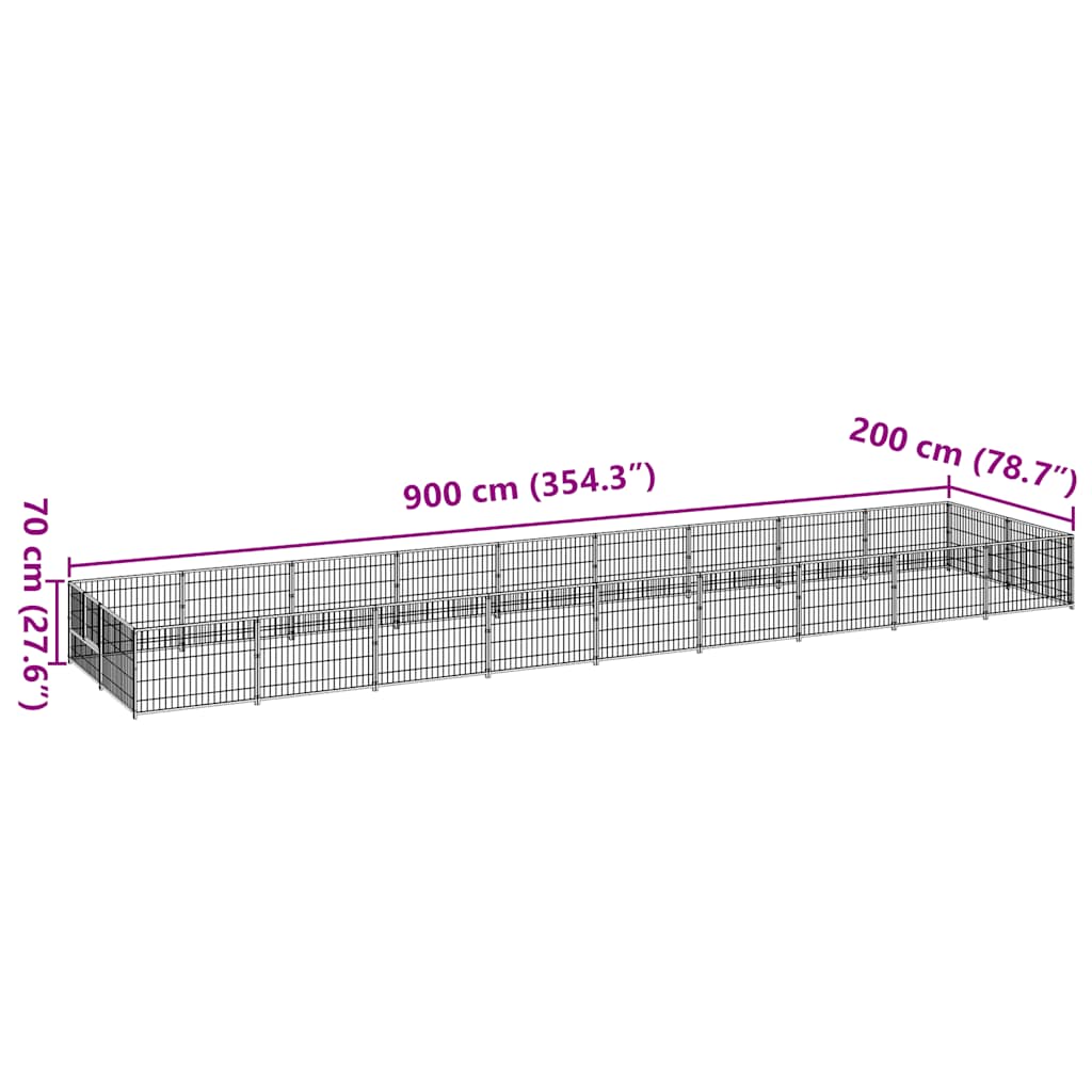 Hundezwinger Schwarz 18 m² Stahl