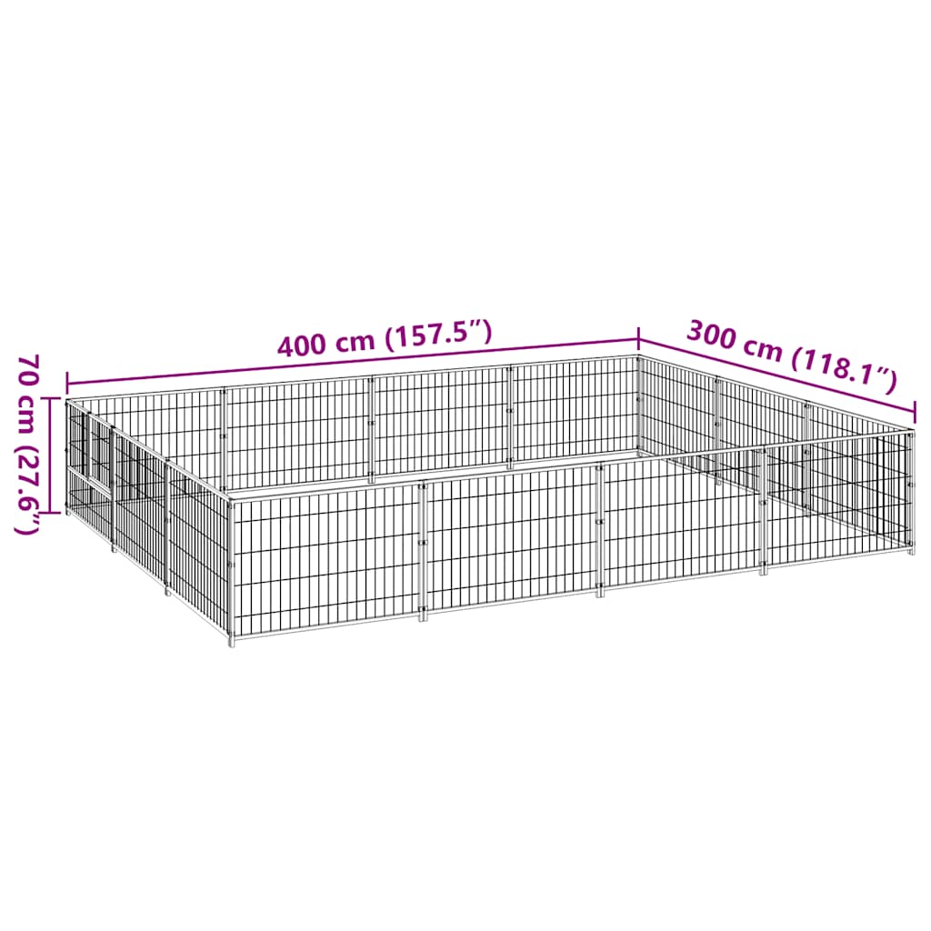 Hundezwinger Schwarz 12 m² Stahl