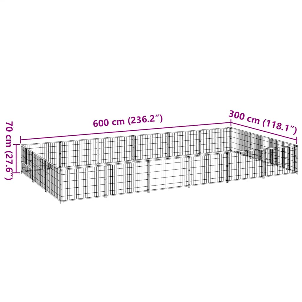 Hundezwinger Schwarz 18 m² Stahl