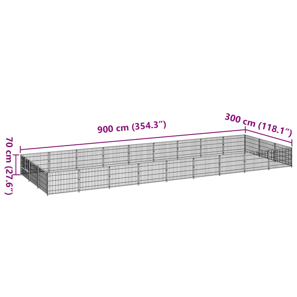 Hundezwinger Schwarz 27 m² Stahl