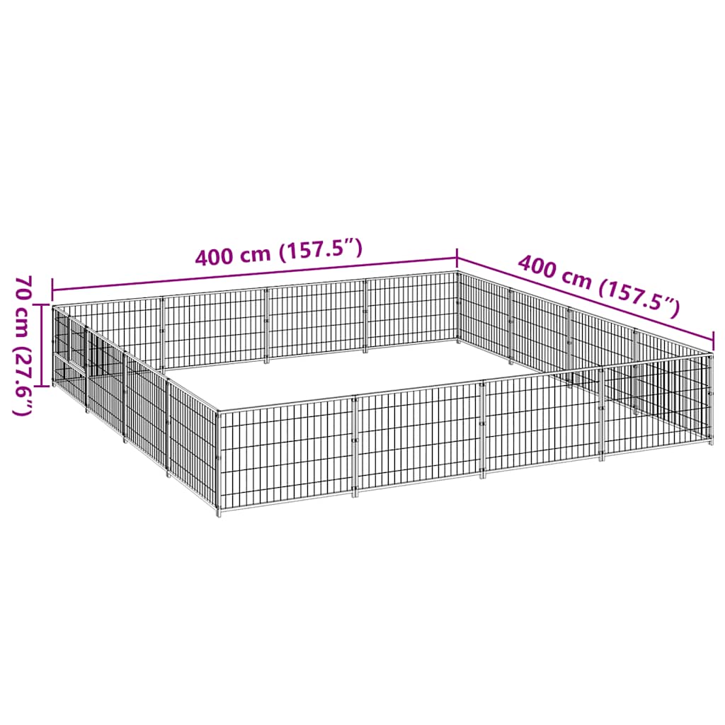 Hundezwinger Schwarz 16 m² Stahl