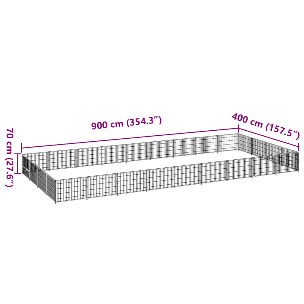 Hundezwinger Schwarz 36 m² Stahl