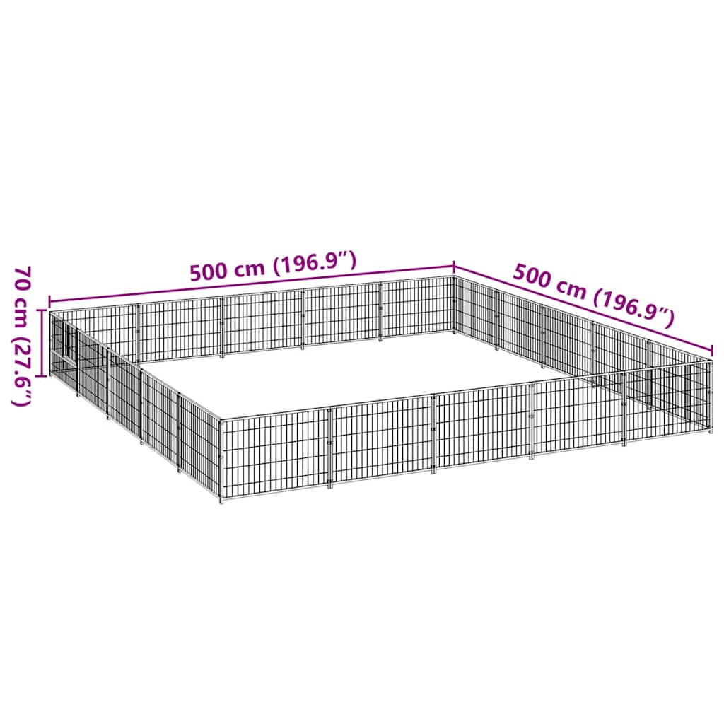 Hundezwinger Schwarz 25 m² Stahl