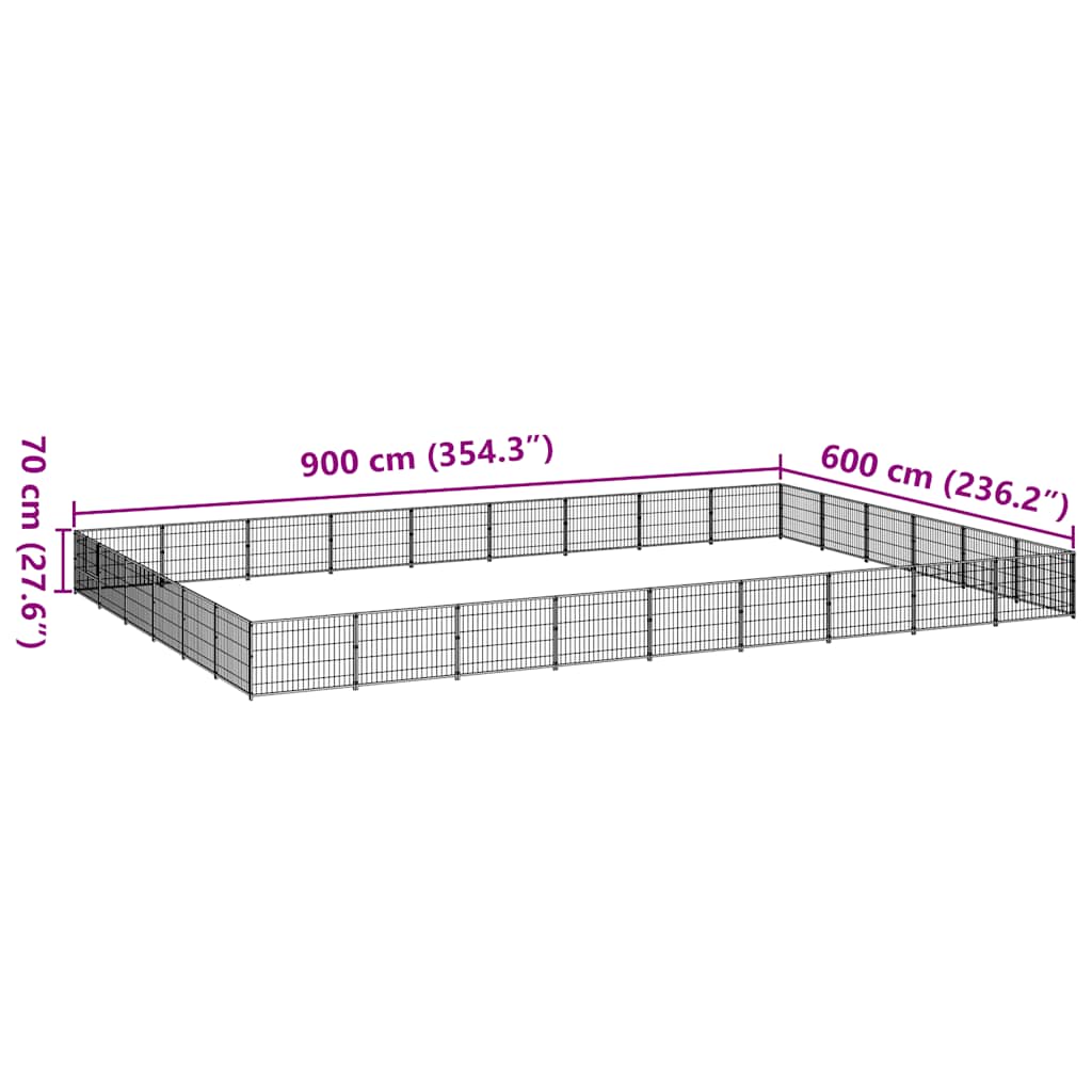 Hundezwinger Schwarz 54 m² Stahl