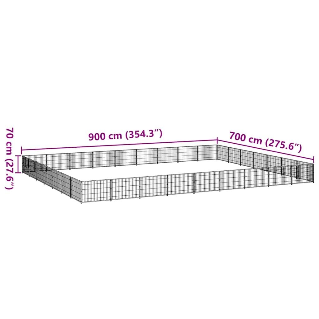 Hundezwinger Schwarz 63 m² Stahl