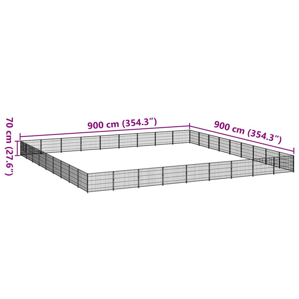 Hundezwinger Schwarz 81 m² Stahl