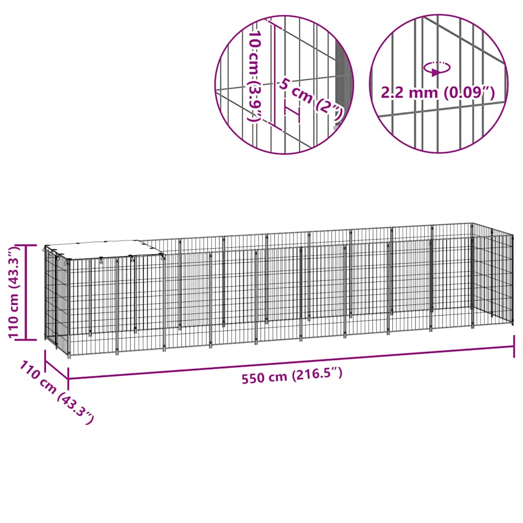 Hundezwinger Schwarz 6,05 m² Stahl
