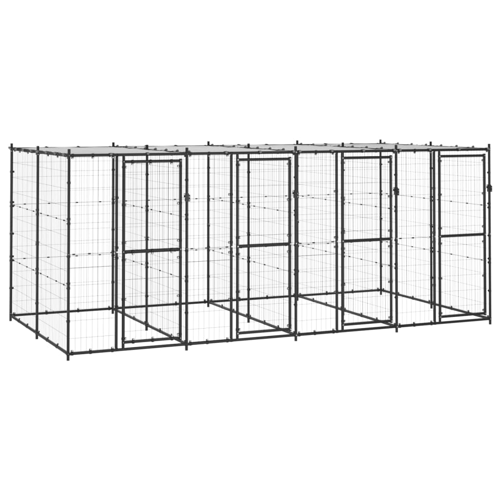 Outdoor-Hundezwinger Stahl mit Überdachung 9,68 m²