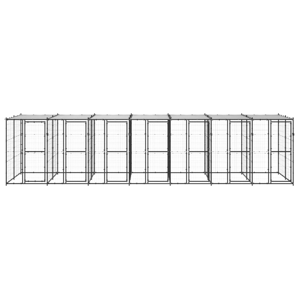 Outdoor-Hundezwinger Stahl mit Überdachung 16,94 m²