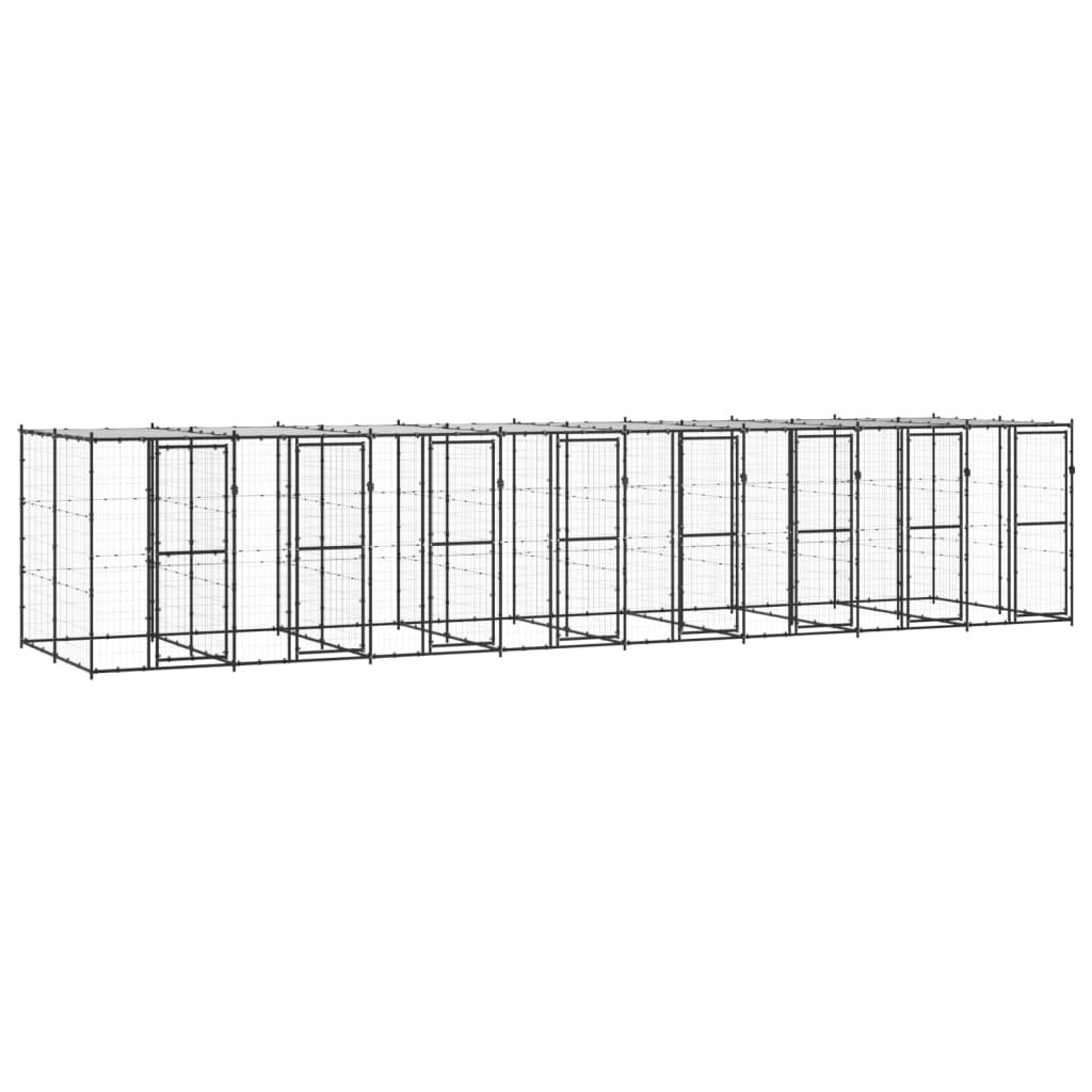 Outdoor-Hundezwinger Stahl mit Überdachung 19,36 m²