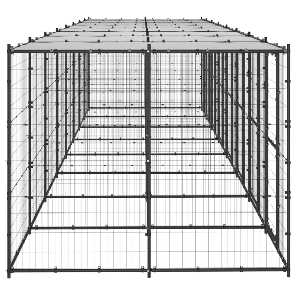 Outdoor-Hundezwinger Stahl mit Überdachung 19,36 m²