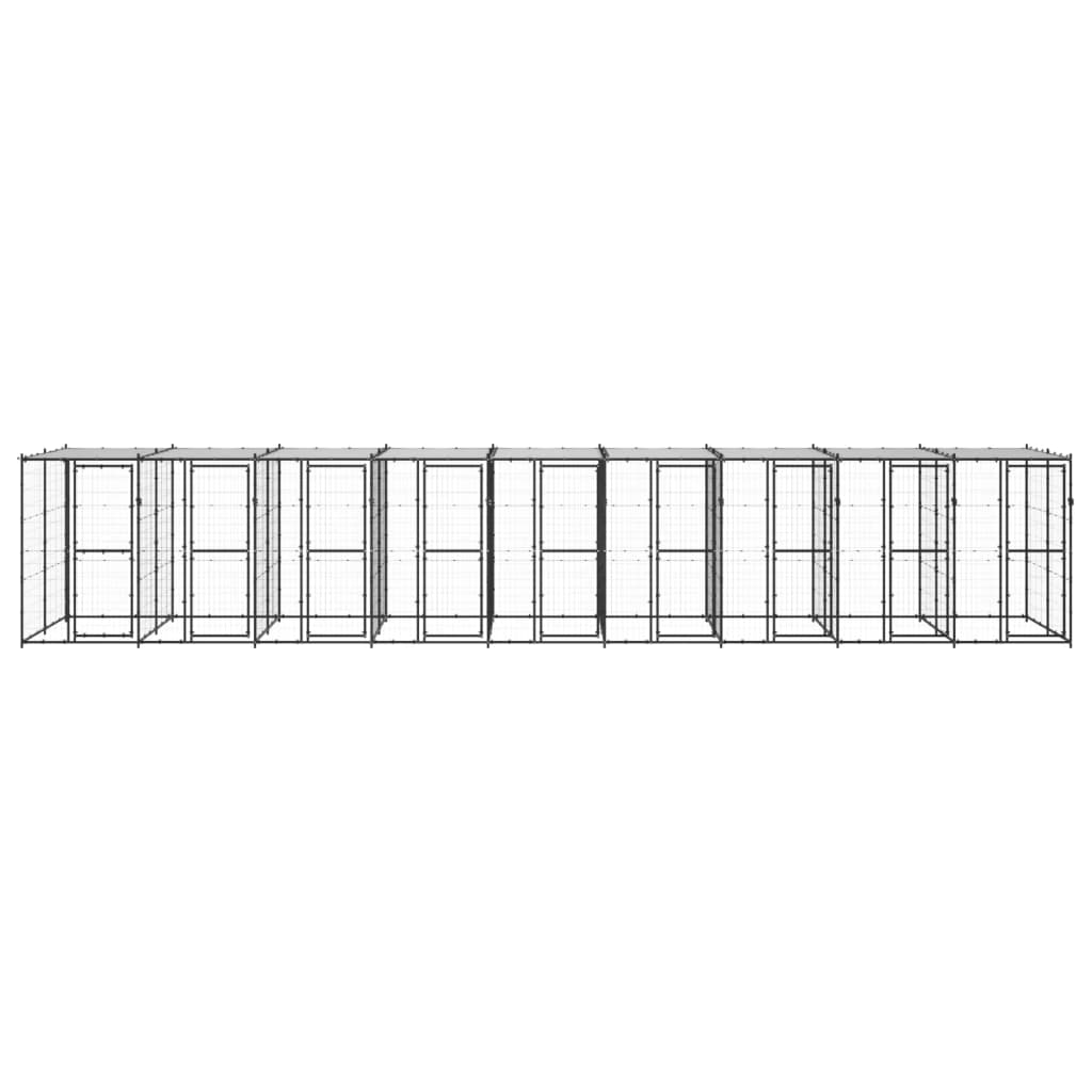 Outdoor-Hundezwinger Stahl mit Überdachung 21,78 m²