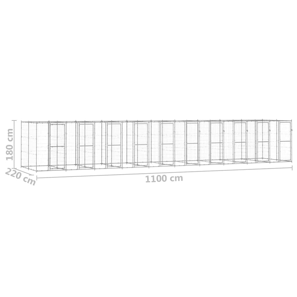 Outdoor-Hundezwinger Verzinkter Stahl 24,2 m²