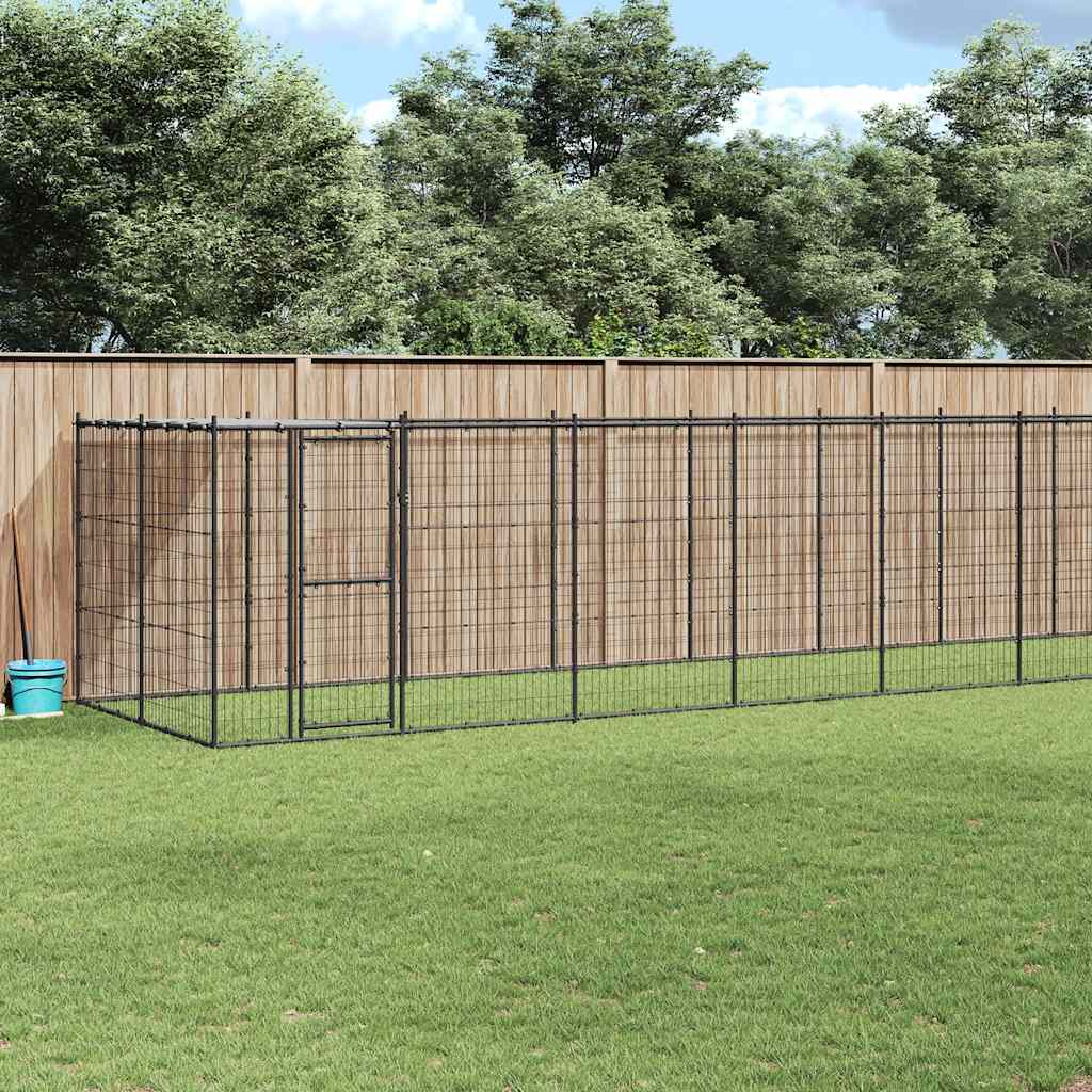 Outdoor-Hundezwinger mit Überdachung Stahl 21,78 m²