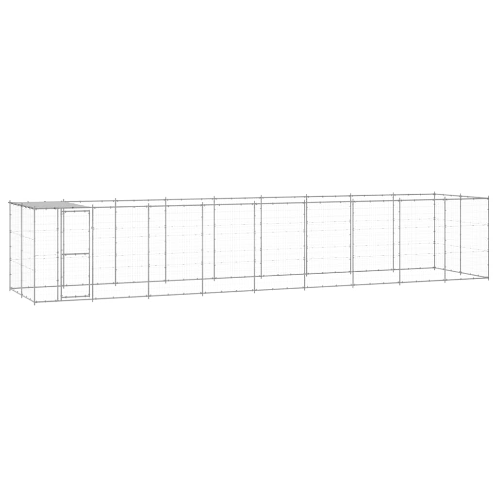 Outdoor-Hundezwinger mit Überdachung Verzinkter Stahl 21,78 m²