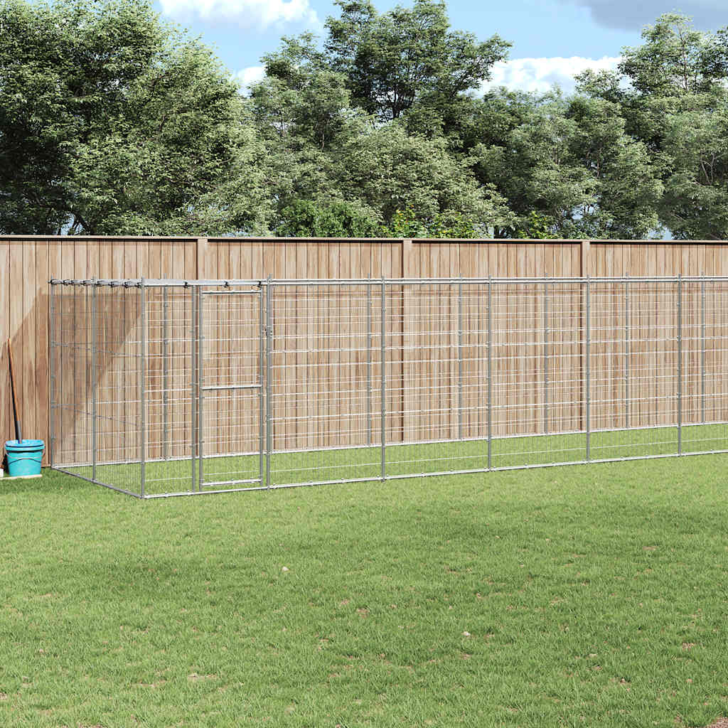 Outdoor-Hundezwinger mit Überdachung Verzinkter Stahl 21,78 m²